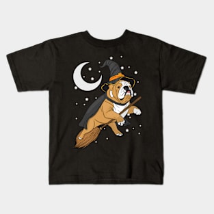Halloween Bulldog Witch Cute Dog Lover Kids T-Shirt